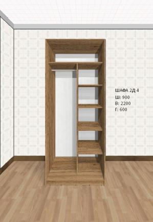 Дводверна Шафа-купе 2Д (ш:900; в:2200; г:600 мм)